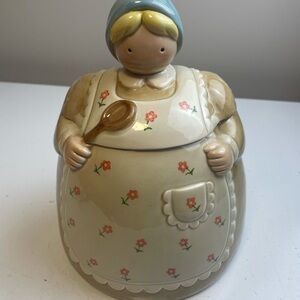 Vintage 80s Otagiri Double Sided Ceramic Country Girl Cookie Jar